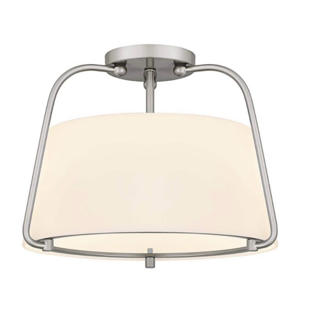 New DSI Corbin Modern semi flush mount light in Brushed Nickel with White Shade
